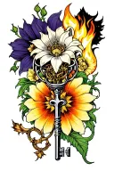 Hecate, key, torch, belladonna, datura tattoo design idea