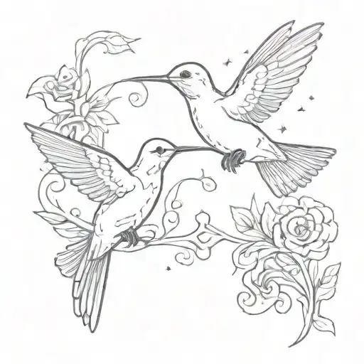hummingbird and dove dainty tattoo minimal tattoo tattoo design idea