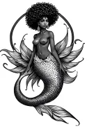 Afro Mermaid tattoo design idea