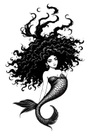 Afro Mermaid tattoo design idea