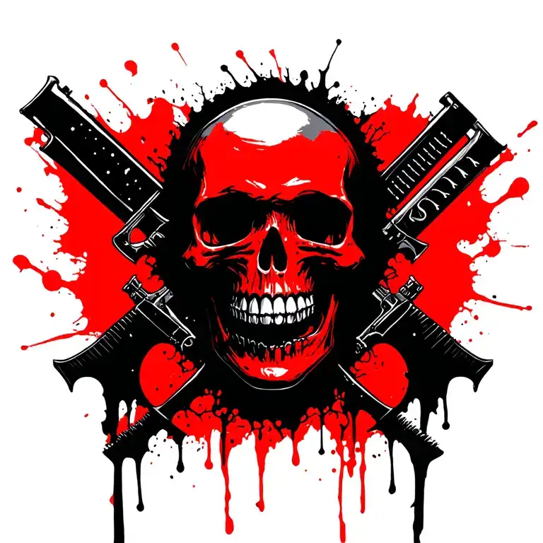 Darkness death skulls weapons trees darkness smile evil tattoo design idea