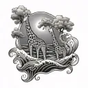 waves and giraffes  tattoo design idea