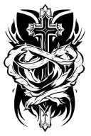 black Christian cross tattoo design idea