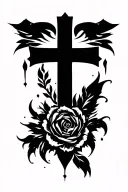 black Christian cross tattoo design idea