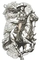 cowgirl riding a horse tattoo design idea