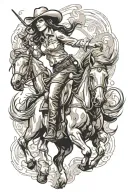 cowgirl riding a horse tattoo design idea