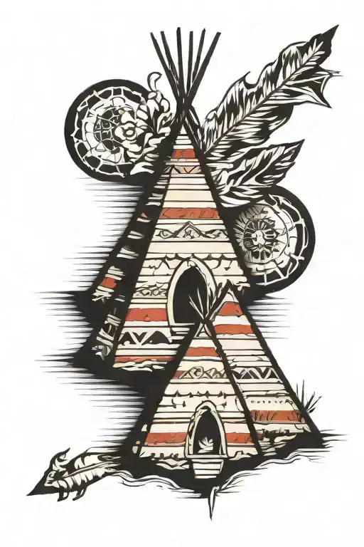 teepee, wild west tattoo design idea