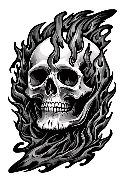 Dolce Far Niente WITH SKULLS AND FIRE tattoo design idea