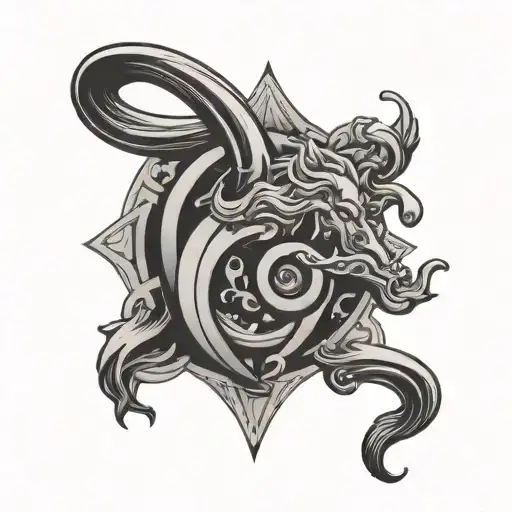 2000 year with Aquarius zodiac sign tattoo design idea