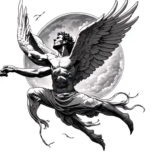 icarus falling tattoo design idea