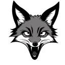 neo-trad fox with white eyes and mouth open  tattoo design idea