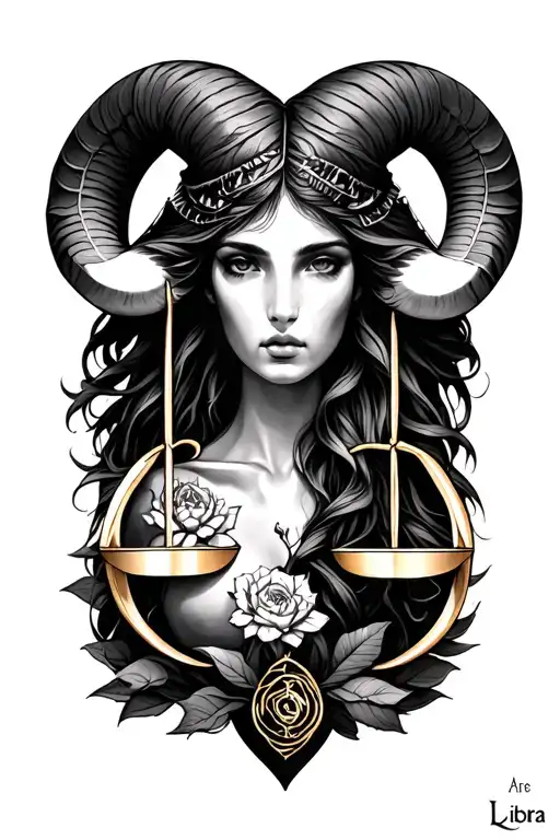 Aries Libra zodiac sign tattoo design idea