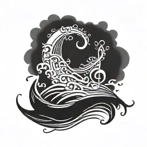 Incorporate musical notes intertwined with waves to represent the client's love for music and seafaring adventures tattoo design idea