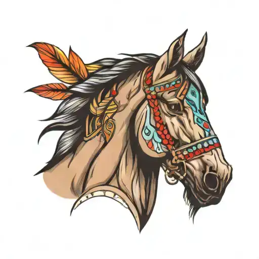 indian horse head tattoo design idea