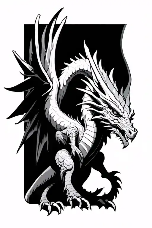 winged dragon tattoo design idea