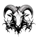 split open rams head with demons coming out  tattoo design idea