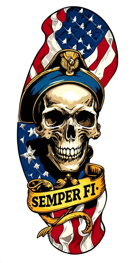 "Marine skull with "SEMPER FI" " Marine Corp tattoo design idea