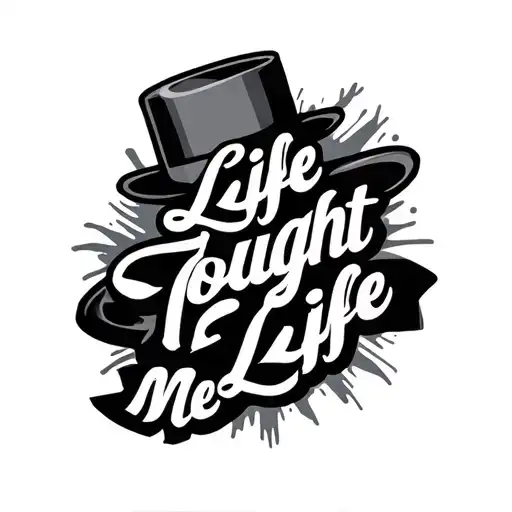 Design me a hustler themed tattoo which has a quote which says ‘Life Taught Me Life’ tattoo design idea