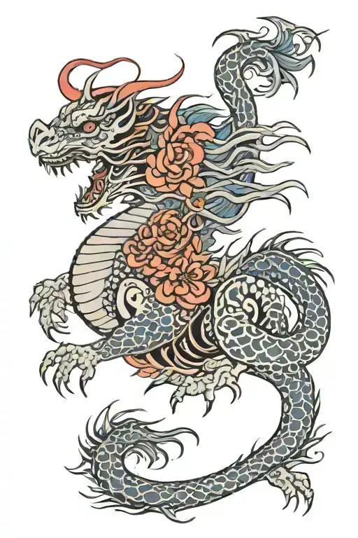 dragon rat horse surrounded tattoo design idea