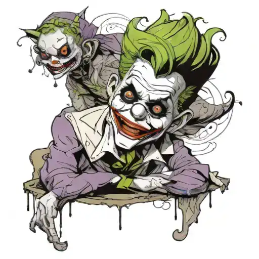 A fusion of The Little Prince and the joker characters in a unique and creative way, blending elements of realism and new-school styles tattoo design idea