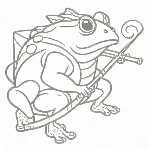 samurai toad smoking a pipe tattoo design idea