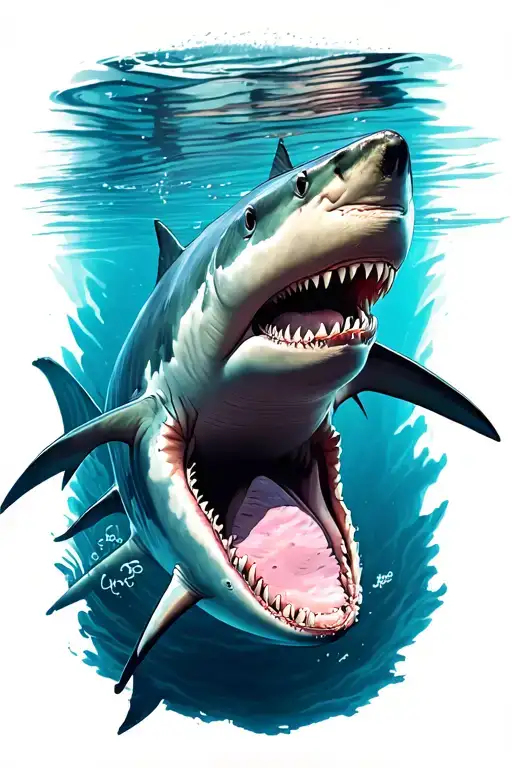 shark swimming tattoo design idea