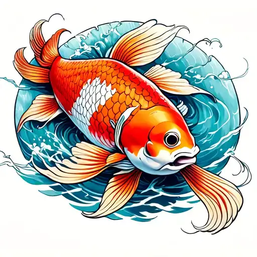 pez koi fish transforming tattoo design idea