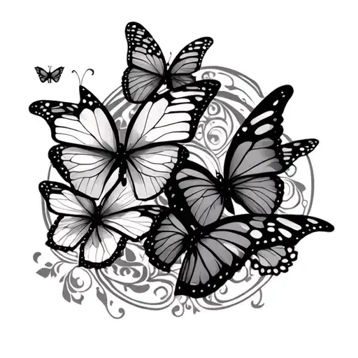 bali style with butterflies that curves under the breast on left hand side tattoo design idea