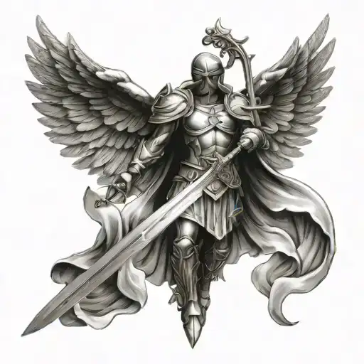archangel saint michael sword tattoo design idea