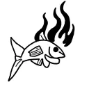 fish  with fire  tattoo design idea