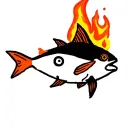 fish  with fire  tattoo design idea