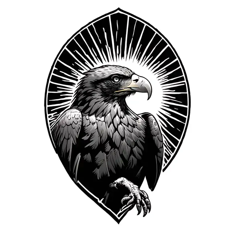 eagle catching the sun rays tattoo design idea