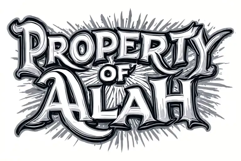 text 'PROPERTY OF ALLAH tattoo design idea