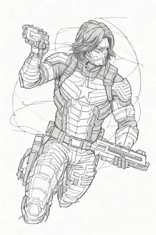 winter soldier marvel tattoo design idea