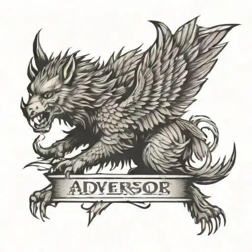 a boar fighting an eagle and winning with the text: Adversor et admorsus tattoo design idea