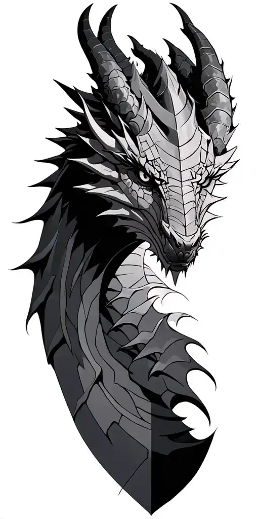 dragons head with a knight tattoo design idea