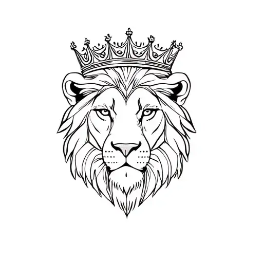 three African lion wearing a crown tattoo design idea