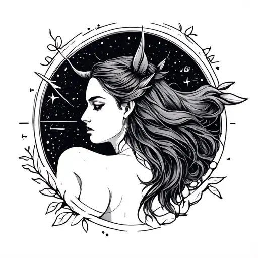 minimal fine line feminine Sagittarius Taurus Piscs tattoo design idea