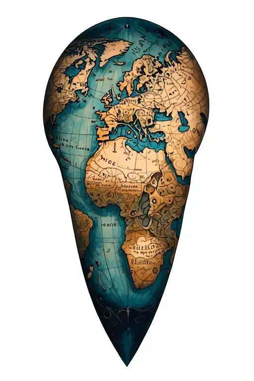 old world map tattoo design idea