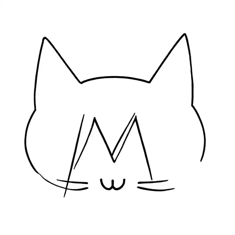 cat with letter m tattoo design idea