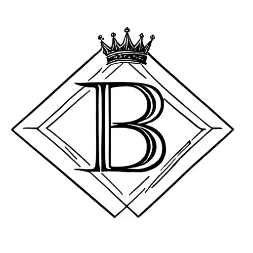 letter b with a crown on top inside of a square  tattoo design idea