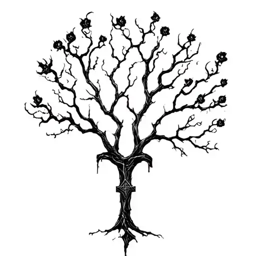 poison tree around a grave stone tattoo design idea