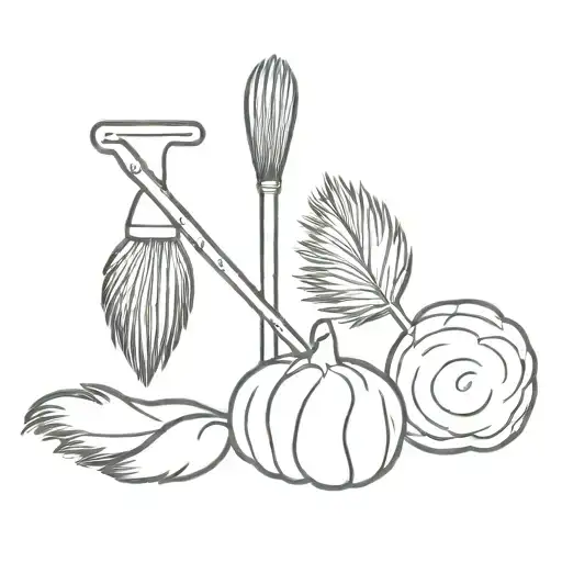mop, feather duster and potato tattoo design idea