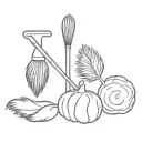 mop, feather duster and potato tattoo design idea