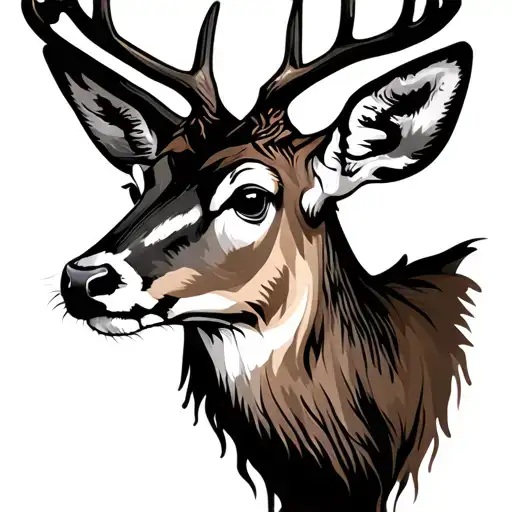 deer head tattoo design idea