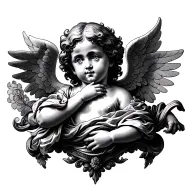 classical art tattoo design featuring cherub tattoo design idea