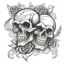 I'm skull laugh and another scull crying side by side tattoo design idea