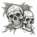 I'm skull laugh and another scull crying side by side tattoo design idea