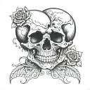 I'm skull laugh and another scull crying side by side tattoo design idea