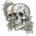 I'm skull laugh and another scull crying side by side tattoo design idea